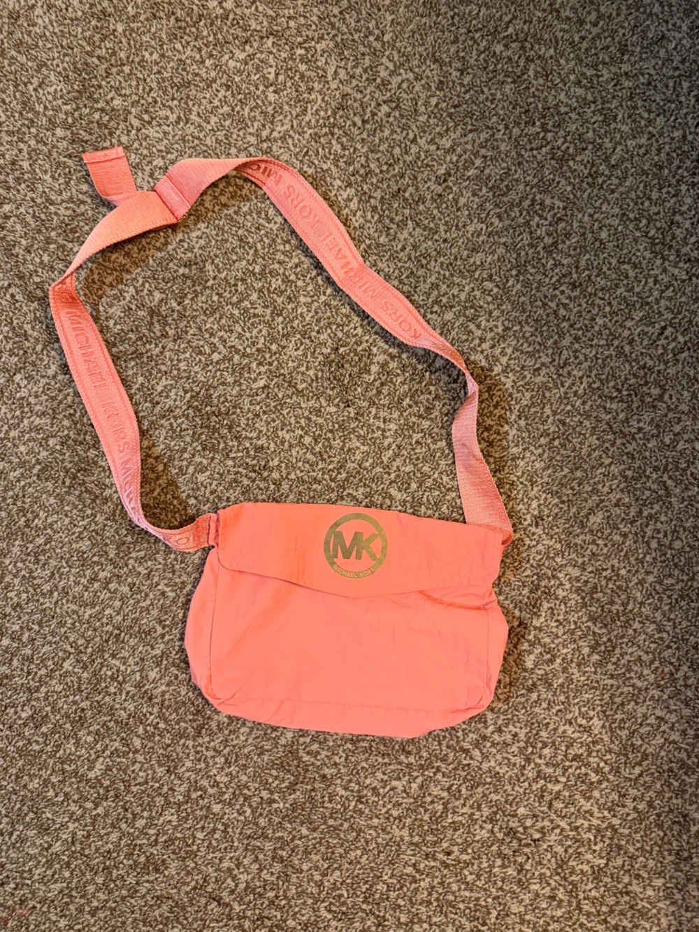 Michael Kors Coral Pink Crossbody with Gold MK Logo